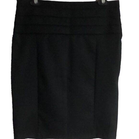 Zara skirt M horizontal pleat side zipper slant front pleat pencil style black - Picture 2 of 8